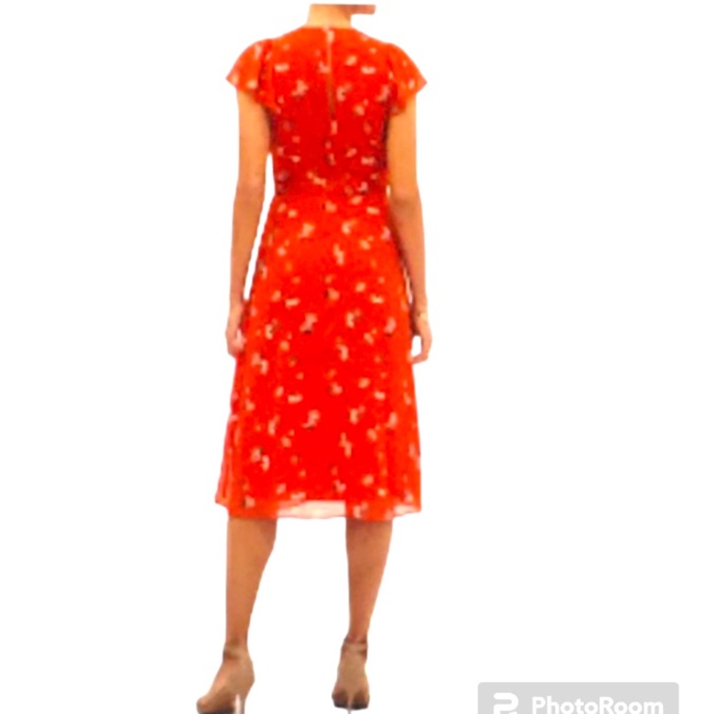 NEW Banana Republic Red Flutter Sleeve Mid Dress Size 8